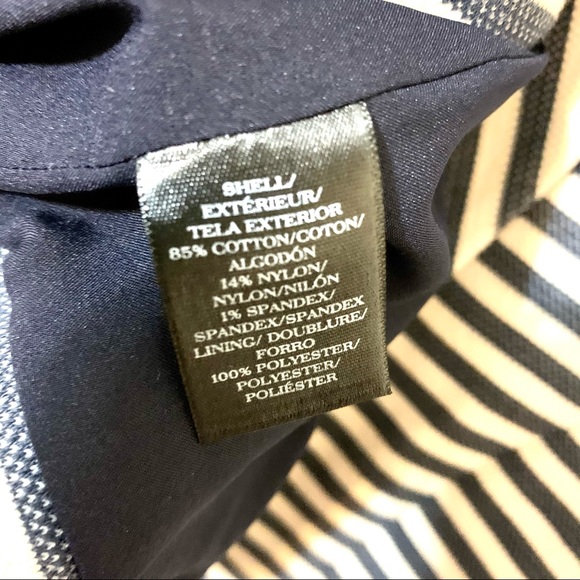 Ann Taylor Navy Stripe Cotton Blend Blazer Jacket Size 2P - Picture 11 of 11
